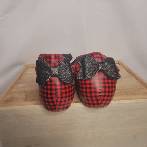 Monkey Feet- Girls Slip on buffalo plaid shoes with black straps- size 7/8 - Picture 4 of 7